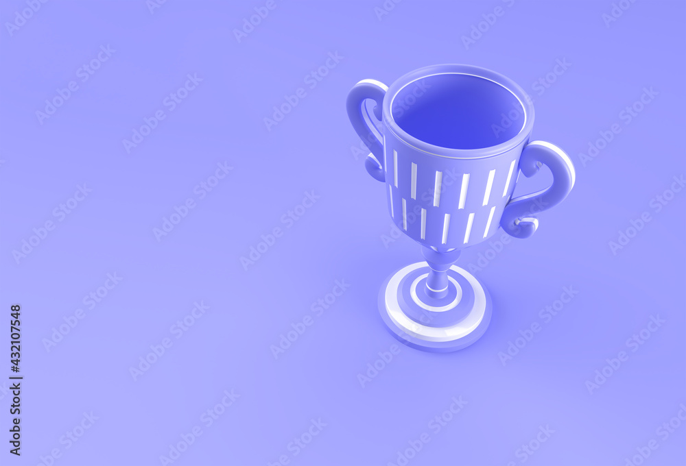 3D Render Trophy Cup isolated on Color Background. - obrazy, fototapety, plakaty 