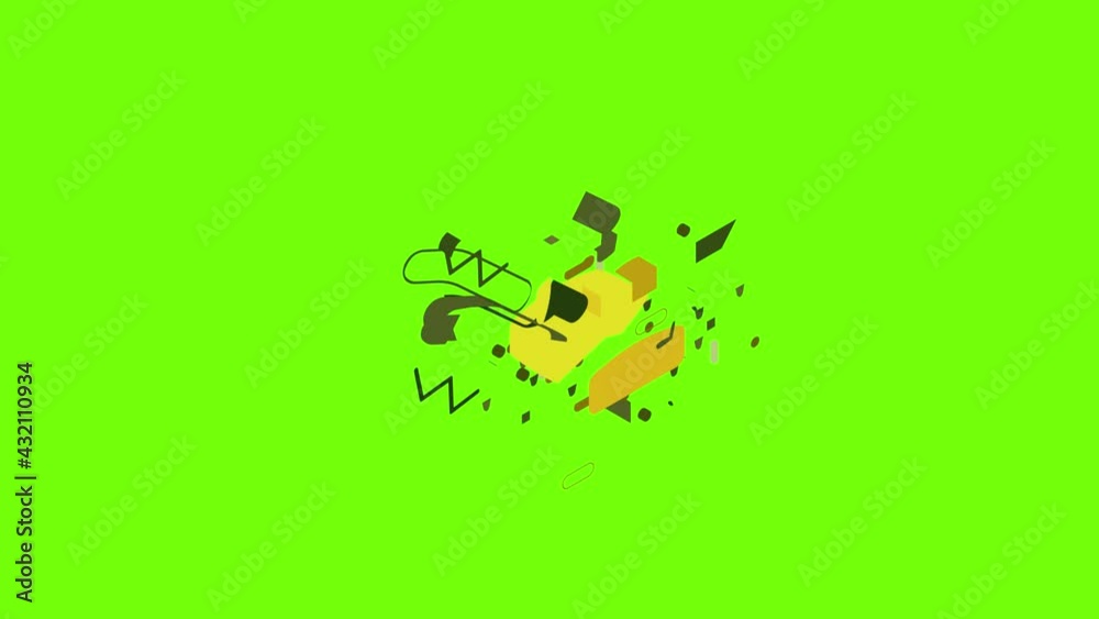 Road milling machine icon animation cartoon object on green screen background
