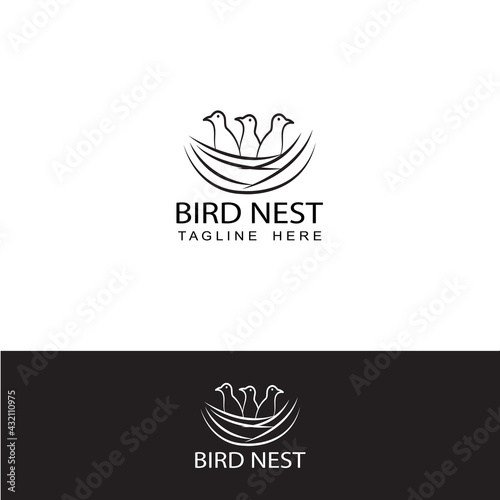 bird nest logo template design vector
