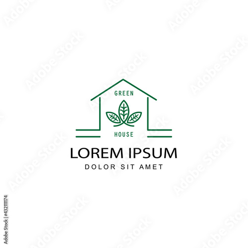 green house logo template design vector