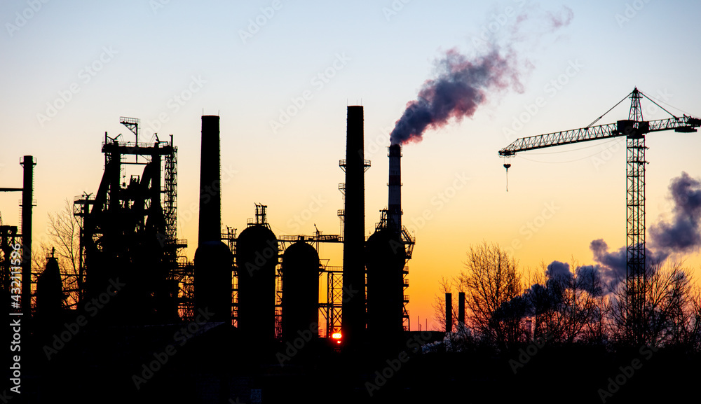 The pipes of the plant at sunset The pipes of the plant at sunset