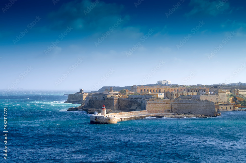 Picturesque image,of the malta's harbour