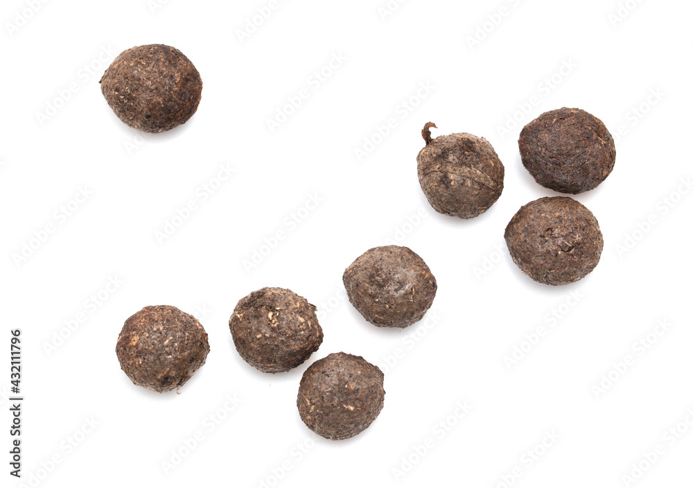 Rabbit excrement isolated over white