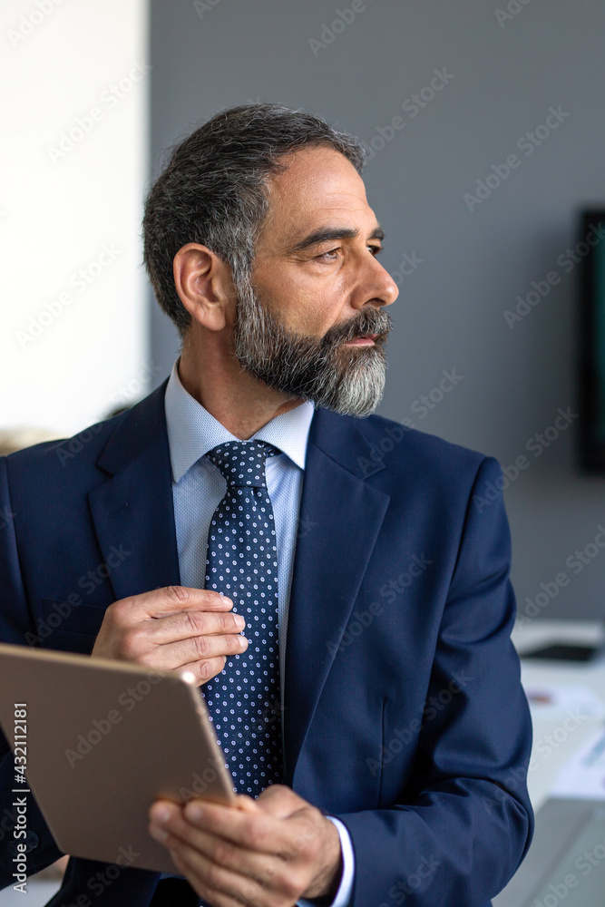 Portrait of senior businessman using tablet in his modern office Portrait of senior businessman using tablet in his modern office