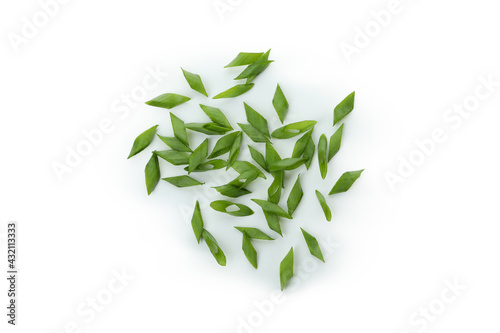 Chopped green onion isolated on white background