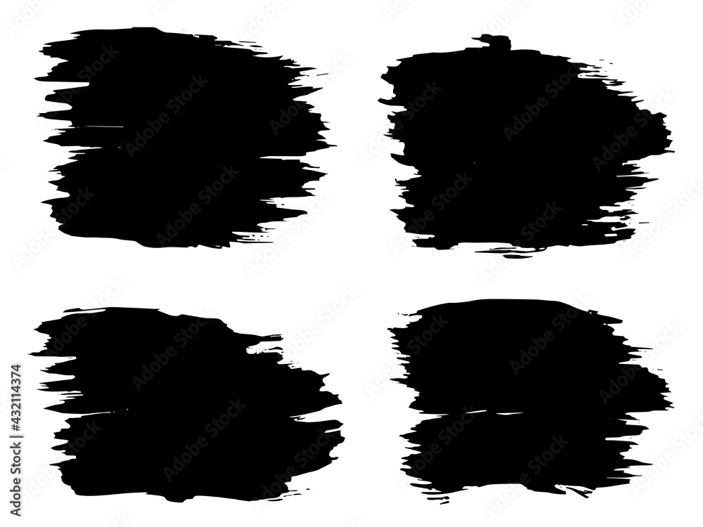 Vector collection or set of artistic black paint, ink or acrylic hand made creative brush stroke backgrounds isolated on white as grunge or grungy art, education abstract elements frame design Vector collection or set of artistic black paint, ink or acrylic hand made creative brush stroke backgrounds isolated on white as grunge or grungy art, education abstract elements frame design