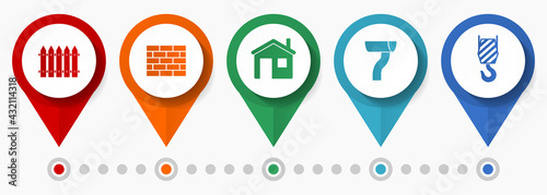Home construction, building concept vector icon set, flat design pointers, infographic template