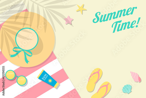 summer vector background with beach illustrations for banners, cards, flyers, social media wallpapers, etc.	