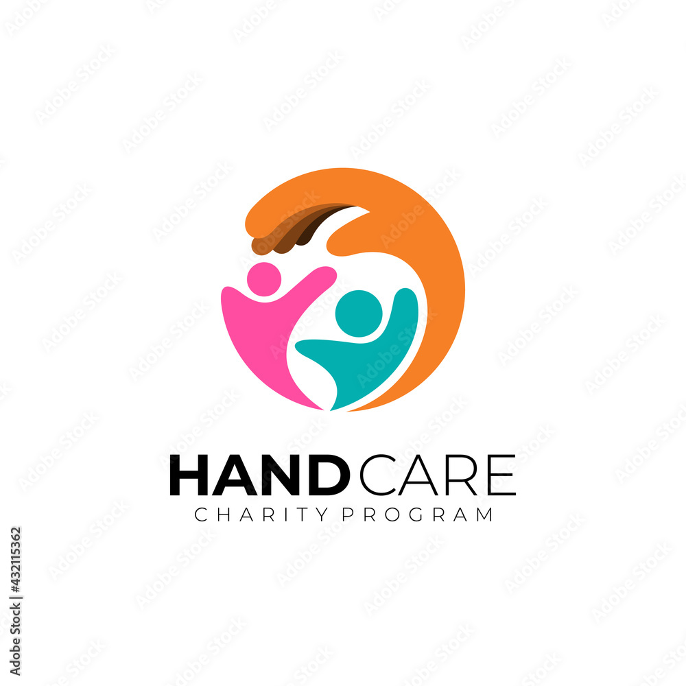 People care logo with circle design illustration, colorful style