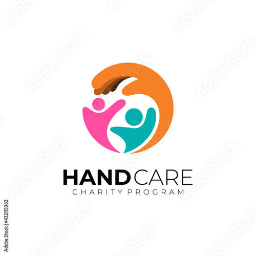 People care logo with circle design illustration, colorful style