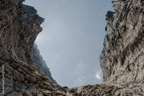 Between two steep mountain rocks