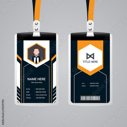 Staff id card set vector design illustration. Professional employee identity badge with man avatar. Vector EPS 10.