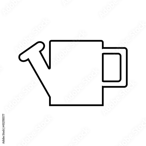 black outline of a large rectangular watering can for watering, on a white background