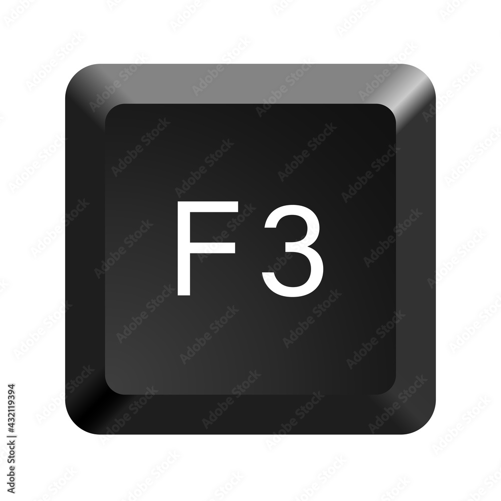 Key with with F3 symbol. Black computer keyboard. Button icon vector illustration. Key with with F3 symbol. Black computer keyboard. Button icon vector illustration.