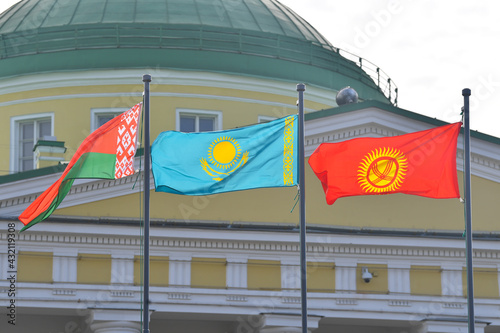 IPA CIS, flag of CIS, CSTO, flags of ASIA, flag of kazakhstan, russia, azerbaijan, armenia, kyrgyzstan, tajikistan, international meeting, tavrichesky palace photo