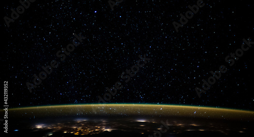 Fototapeta Naklejka Na Ścianę i Meble -  Starry night sky, Earth's atmosphere, interstellar space for background. Elements of this image furnished by NASA