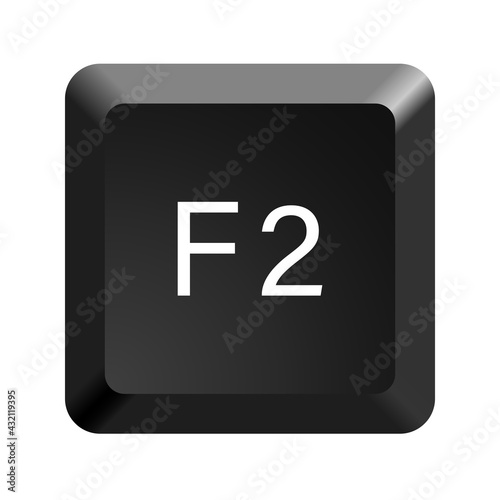Key with with F2 symbol. Black computer keyboard. Button icon vector illustration. 