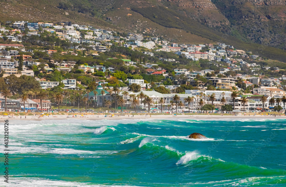 Camps Bay Beach and Table Mountain in Cape Town South Africa