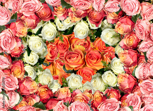 bouquet of roses multicolored texture    beautiful isolated on white    background with    clipping path   