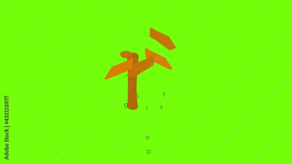Signpost icon animation cartoon object on green screen background Signpost icon animation cartoon object on green screen background