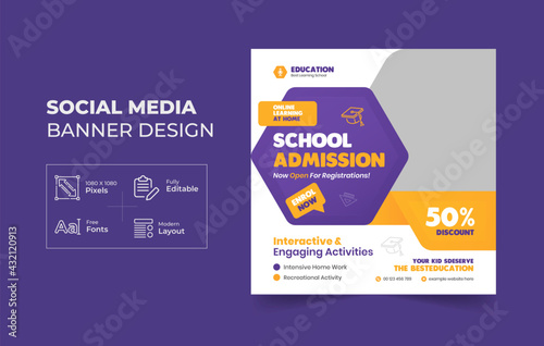 School education admission social media post banner & web banner layout 