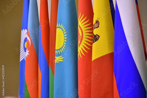 IPA CIS, flag of CIS, CSTO, flags of ASIA, flag of Kazakhstan, Russia, Azerbaijan, Armenia, Kyrgyzstan, Tajikistan, international meeting