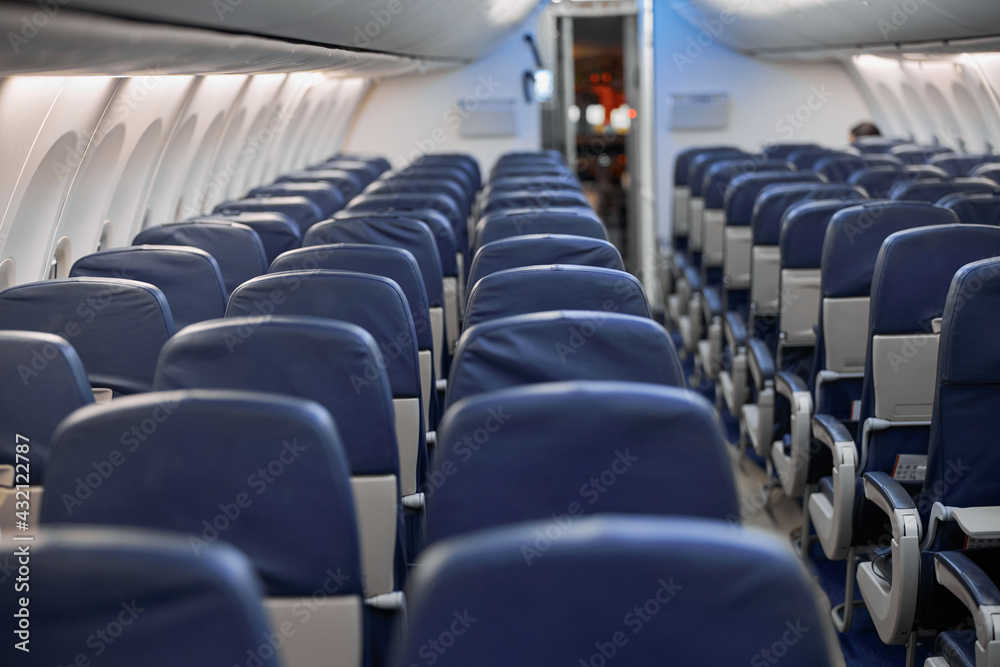 Fototapeta premium Airplane salon at night