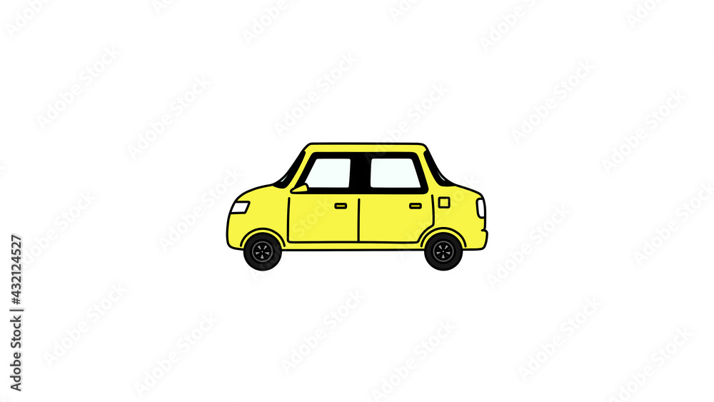 横から見た黄色の自動車