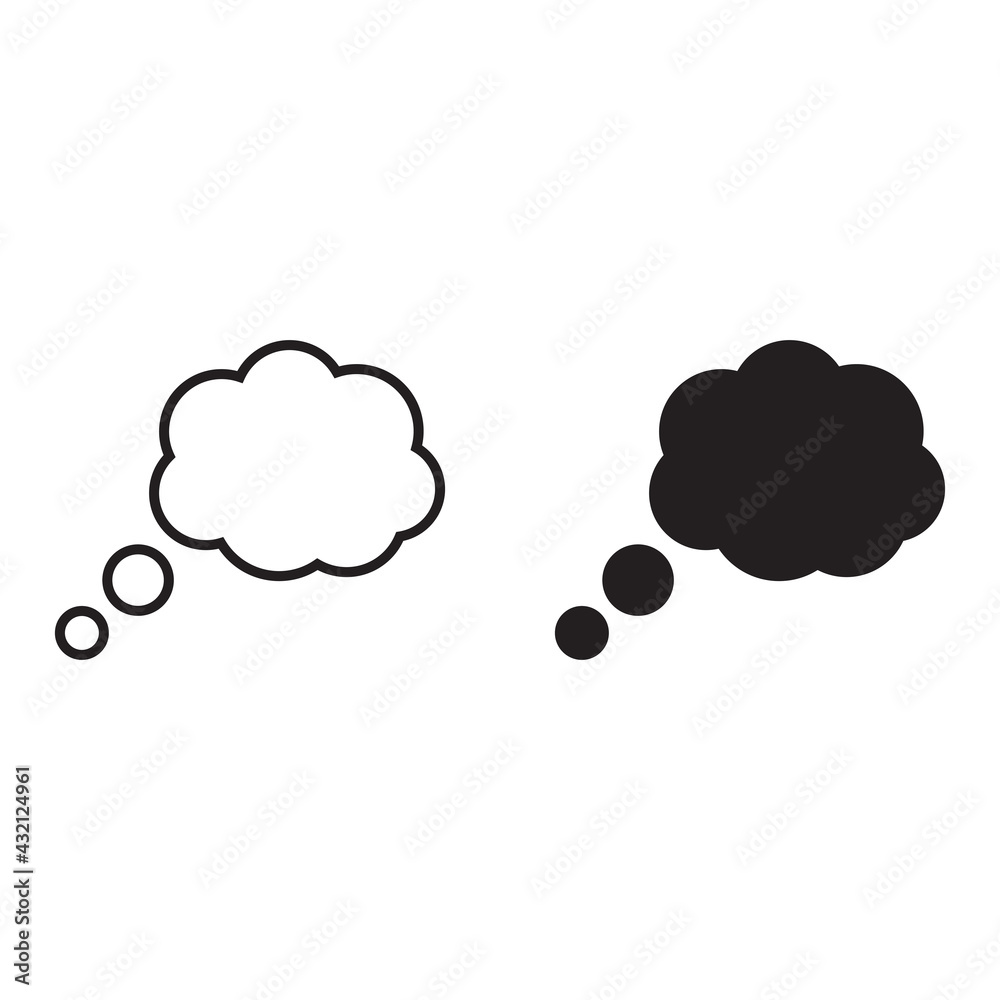 Thought bubble icon flat. Illustration isolated vector sign symbol Thought bubble icon flat. Illustration isolated vector sign symbol