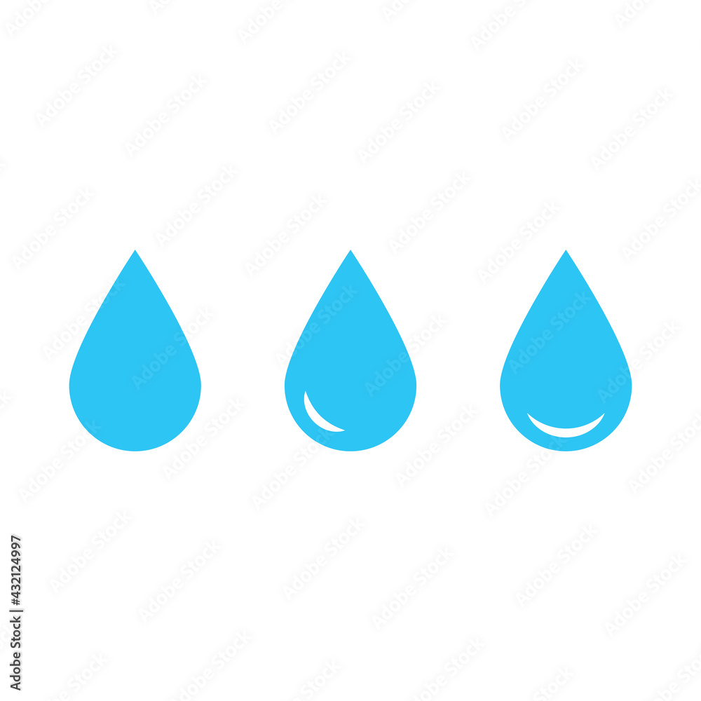 Blue water drop icon with gray shadow on white background. Simple, solid, plain, flat style. Vector illustration graphic web design element in 8 eps Blue water drop icon with gray shadow on white background. Simple, solid, plain, flat style. Vector illustration graphic web design element in 8 eps