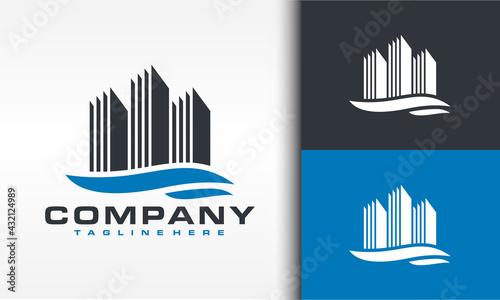 the city building river logo
