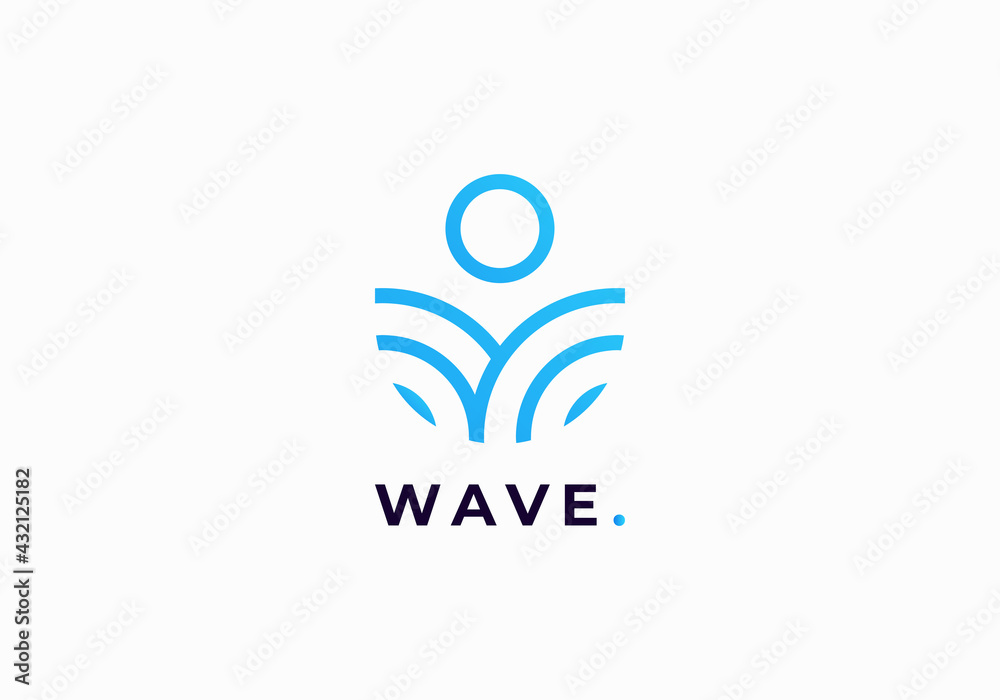 Ocean Sun Wave With People Logo Design Template Ocean Sun Wave With People Logo Design Template