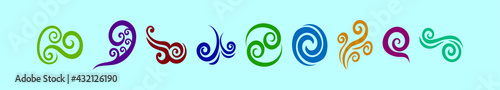 set of koru cartoon icon design template with various models. vector illustration isolated on blue background photo