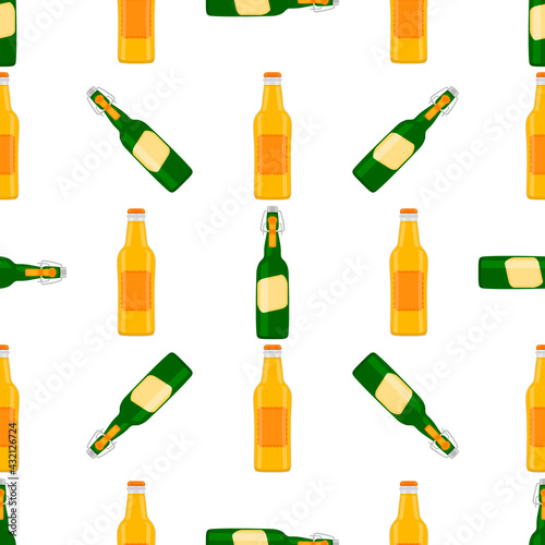 Illustration on theme seamless beer glass bottles with lid for brewery