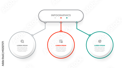 Presentation infographic template. Business concept with circle and 3 options. Vector illustration.