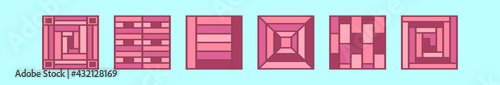 set of laminate cartoon icon design template with various models. vector illustration isolated on blue background