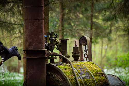 Valokuva Illegal alcohol production apparatus positioned among the trees in the forest