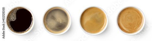 Set of paper take away cups of different black coffee photo