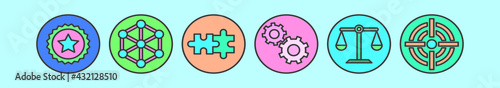 set of integrity cartoon icon design template with various models. vector illustration isolated on blue background