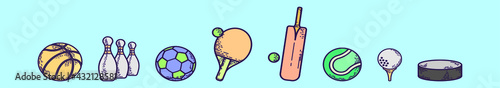 set of lawn bowls cartoon icon design template with various models. vector illustration isolated on blue background