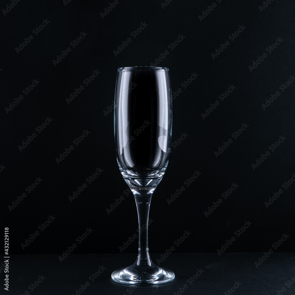 empty champagne glass from the front 