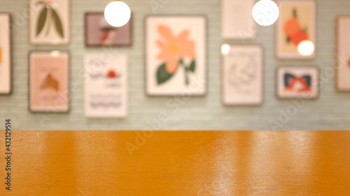 Top table background Modern mid Century room interior.cafe style.Free space for product