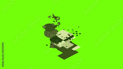 Chess icon animation cartoon object on green screen background photo