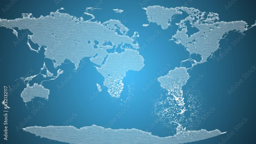 Close up of blue world map in motion. Close up of blue world map in motion.