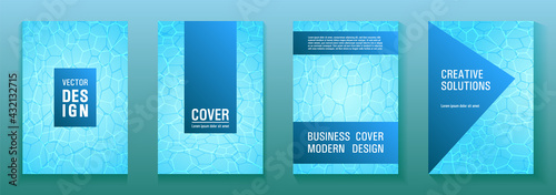 World Oceans Day brochure cover templates vector set.