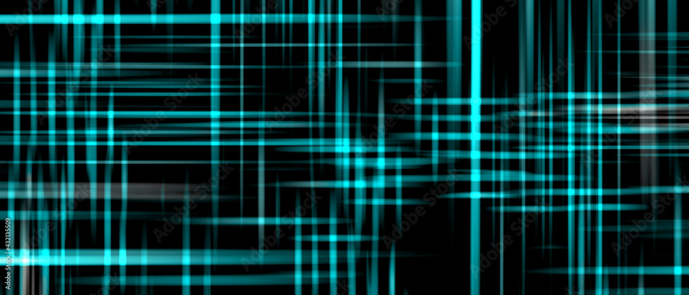 Obraz premium Template with green stripe neon lines for background. Horror pattern with color lines. Different shades and thickness. Metallic pattern industry, technology background. 3D illustration