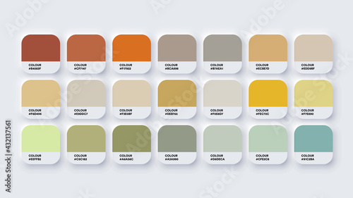 Pantone Colour Palette Catalog Samples Yellow and Green in RGB HEX. Neomorphism Vector photo