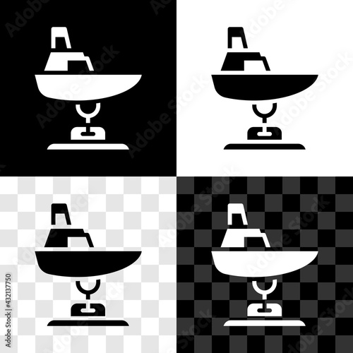 Set Swing boat on the playground icon isolated on black and white, transparent background. Childrens carousel with boat. Amusement icon. Vector