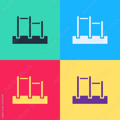 Pop art Sport horizontal bar icon isolated on color background. Vector