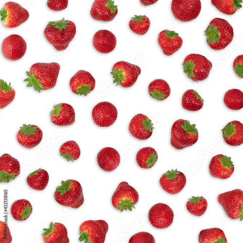 Fresh ripe strawberry background texture. Top view